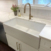 Austen Crisp White Fireclay 36" Single Bowl Farmhouse Undermount Kitchen Sink