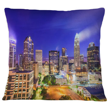 Charlotte North Carolina Cityscape Cityscape Throw Pillow, 16"x16"