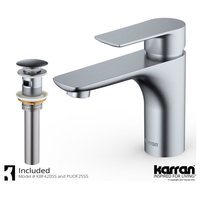 Karran KBF420 1-Hole 1-Handle Basin Faucet With Pop-up Drain, Stainless Steel