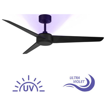 Ultra 3-Blade UV-C Radiating Smart Ceiling Fan, Matte Black