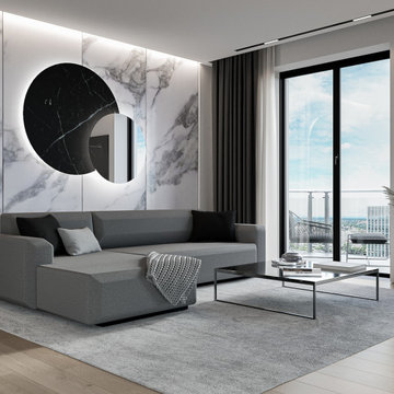 Elegante Hochhaus Designer Wohnung mit Balkon