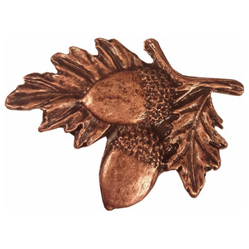 Acorns On Branch Cabinet Knob, Antique Copper