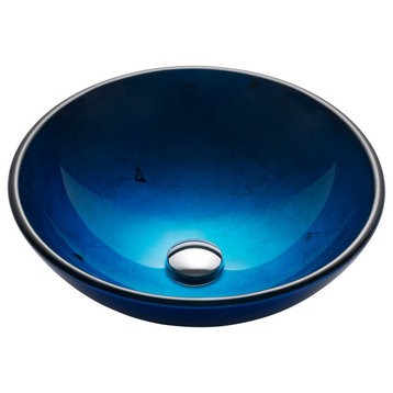 Irruption Blue 16 1/2" Glass Vessel Bathroom Sink