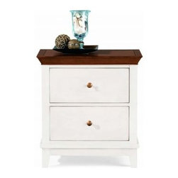 American Drew 181-420WC Drawer Night Stand - White w/ Cherry Top Sterling Pointe - Nightstands And Bedside Tables