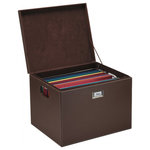 Great Useful Stuff - G.U.S. Decorative Office File and Portable Storage Box, Brown Leatherette - * IDEAL FOR WORKING-FROM-HOME -- A hinged top cover and handle openings make it easy to carry from room to room.
