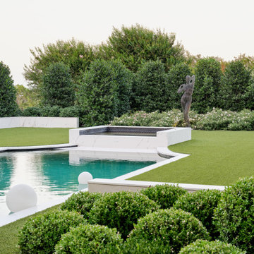 Contemporary Sculpture Garden With Formal Pool & Art-Driven Landscape Design