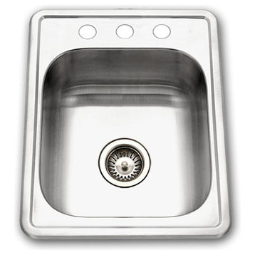 Houzer A1722-7BS-1 ADA Glowtone Stainless Steel 3-Hole Bar/Prep Sink