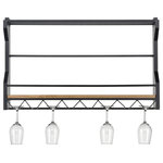 ELK Lighting - ELK Home 3187-011 Wavertree Hanging Wine and Glass Rack, Black - Practical and functional, this wineglass rack is also the perfect way to make an eye-catching focal point in a kitchen or dining area. The black metal frame and natural tone wood detailing lets your glassware take center stage while crafting a country bistro aesthetic that is both sleek and rustic