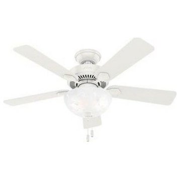 Hunter 50905 Swanson, 44" Ceiling Fan with Light Kit and Pull Chain, White