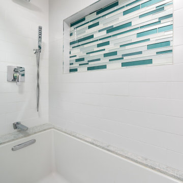 Modern Teal and White Bathroom