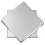 Z-lite - Z-Lite 573B-SL-LED One Light Outdoor Wall Sconce Quadrate Silver - Light a walkway with the geometric flair and soft lighting of this energy-efficient LED wall sconce. In silver, the sconce features offset square layers complete with a sand blasted glass diffuser that creates lovely lighting.