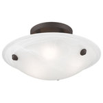 Livex Lighting - Livex Lighting 4272-07 Oasis - 3 Light Flush Mount in Oasis Style - 12 Inches wi - This ceiling mount features contour lines and a boOasis 3 Light Flush  Bronze White AlabastUL: Suitable for damp locations Energy Star Qualified: n/a ADA Certified: n/a  *Number of Lights: 3-*Wattage:60w Candelabra Base bulb(s) *Bulb Included:No *Bulb Type:Candelabra Base *Finish Type:Bronze