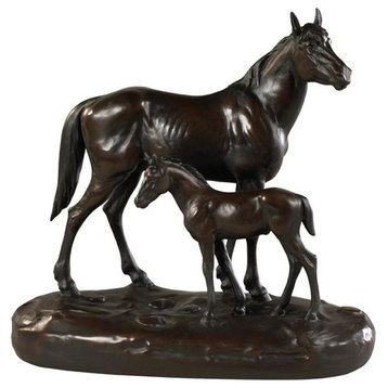 Sculpture Lodge Horse Just Like Dad Chocolate Brown Cast Resin