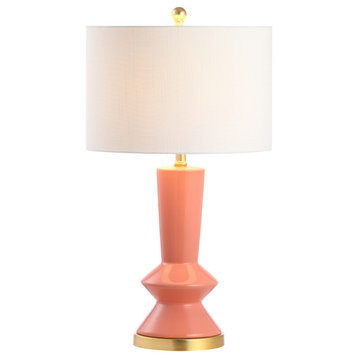 Ziggy 27" Ceramic and Iron Glam LED Table Lamp, Coral/Brass Gold