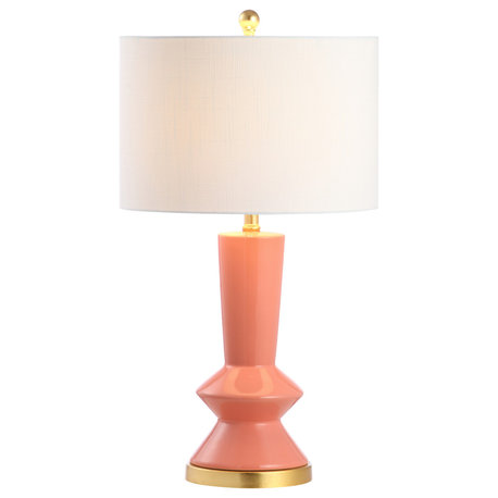 Ziggy 27" Ceramic and Iron Glam LED Table Lamp, Coral/Brass Gold