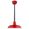 16" Vintage LED Pendant Light, Cherry Red With Black Downrod