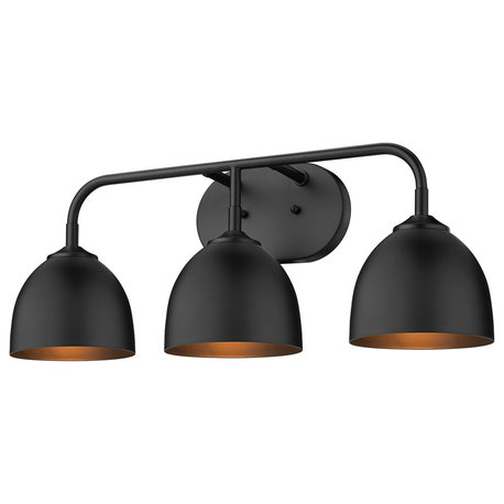 Zoey 3 Light Bath Vanity, Matte Black With Black