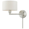 1 Light 10" Tall Swing Arm Wall Lamp, Brushed Nickel