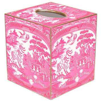 Pink Willow Tissue Box Cover Pink Chinoiserie