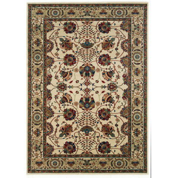 Aiden Traditional Vintage Inspired Ivory/Red Rug, 7'10" x 11'
