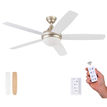 Prominence Home Ashby Ceiling Fan with Light and Remote, 52 inch, Champagne
