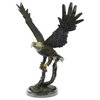 Stunning Eagle Genuine Hot Cast Bronze Statue On Marble Sculpture