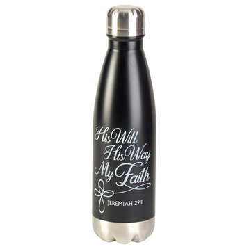 His Will His Way, Water Bottle, Black