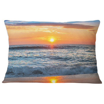 Beautiful Sunrise over the Horizon. Modern Beach Throw Pillow, 12"x20"