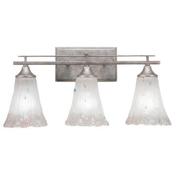 Uptowne 3-Light Bath Bar, Aged Silver/Fluted Frosted Crystal