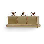 Antiqued Box with Bird, Set of 3