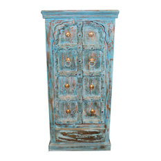 Conscious Turquoise Cabinet, Reclaimed Wood Handmade Armoire