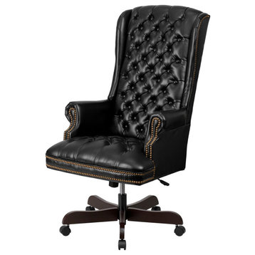 Roseto FFIF73553 26.5"W LeatherSoft Blend Executive Swivel Chair - Black