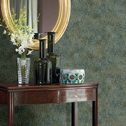 Frederick Teal Quatrefoil Medallion Wallpaper - Wallpaper