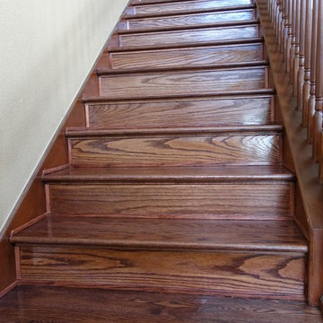 Red Mahogany Staircase with Waterfall