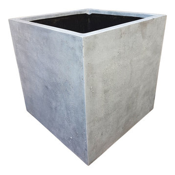 Grey Cube Polystone Planter, 70x70x62 cm