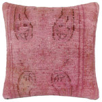 Bareens Designer Rugs - Boho Chic Crowley Vintage Distressed Handmade Rug Pillow - Embellish your home with this timeless casual chic handmade throw pillow made with antique vintage distressed wool rug. A modern look on the timeless antique distressed pattern this elegant pillow provides texture and dimension. A mesmerizing addition to any decor, this beautiful, elegant pillow features beautiful colors with unique design made by skilled artisans. An intricate design and exquisite coloration make this handmade pillow a standout piece in any decor.