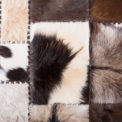 Modern Handmade Cowhide Patchwork Hallway Runner, Brown White, 8'6"x2'7" - Hall And Stair Runners