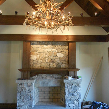 Chandeliers in Rustic Living Room