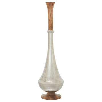 Silver Aluminum Contemporary Vase, 24" x 8" x 8" 37583