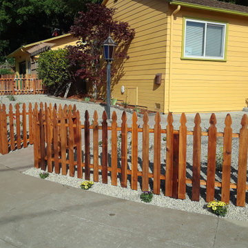 New Front Yard Redwood Picket Fence