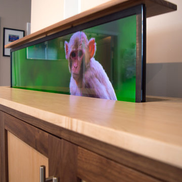 TV Lift Cabinet in solid Maple Infused with Solid Walnut (The Naramada)