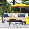 Modern Outdoor Sectional Sofa, Bronze Finished Metal Frame and Cushioned Seat