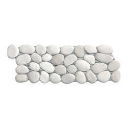 CNK Tile - White pebble tile border &ndash; natural river stone, eco-friendly - Accent Trim And Border Tile