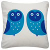 Owl Eco Decorative Throw Pillow Cover, Teal and Blue/Cream