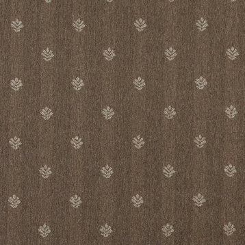 Two Toned Brown Leaves Country Tweed Upholstery Fabric By The Yard