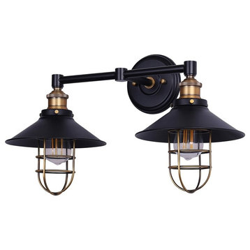 Marazzo 2-Light Wall Sconce, Antique Brass With Black