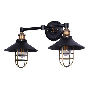 Marazzo 2-Light Wall Sconce, Antique Brass With Black