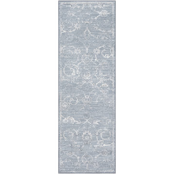 Sylvania White and Pale Blue Area Rug 2'7"x7'10"