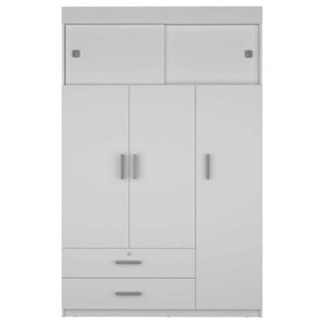 Tucson Modern Bedroom Armoire, with Two Drawers, Three Large Cabinets - White