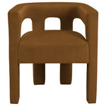 Meridian Furniture - Athena Velvet Upholstered Dining Chair, Saddle - Flaunt your modish tastes with this Athena velvet dining chair. Sophisticated by design, this dining room seating offers a sturdy frame made from high-quality materials and upholstered in soft, welcoming velvet, so it always feels comfortable for family and guests. A low back provides a clean aesthetic while offering support as you wine and dine the night away. Pair it with other items in the same collection for a cohesive look.